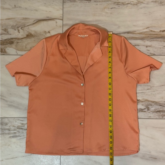 Easel Los Angeles Satin Button Down Blouse Size Small in Burnt Orange - Picture 4 of 8